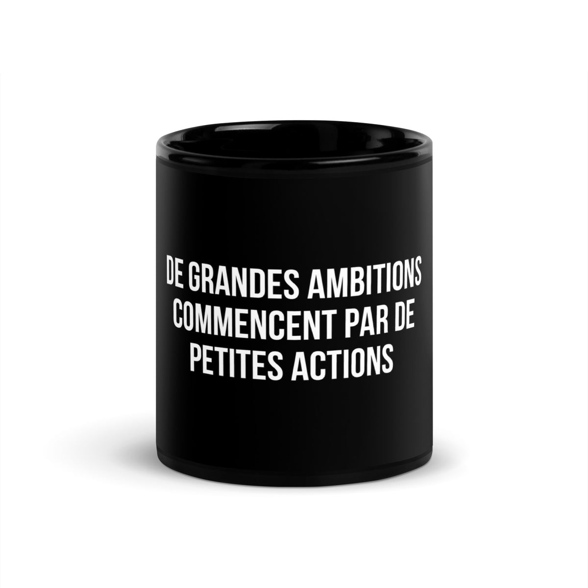 Mug noir de face — De grandes ambitions commencent par de petites actions