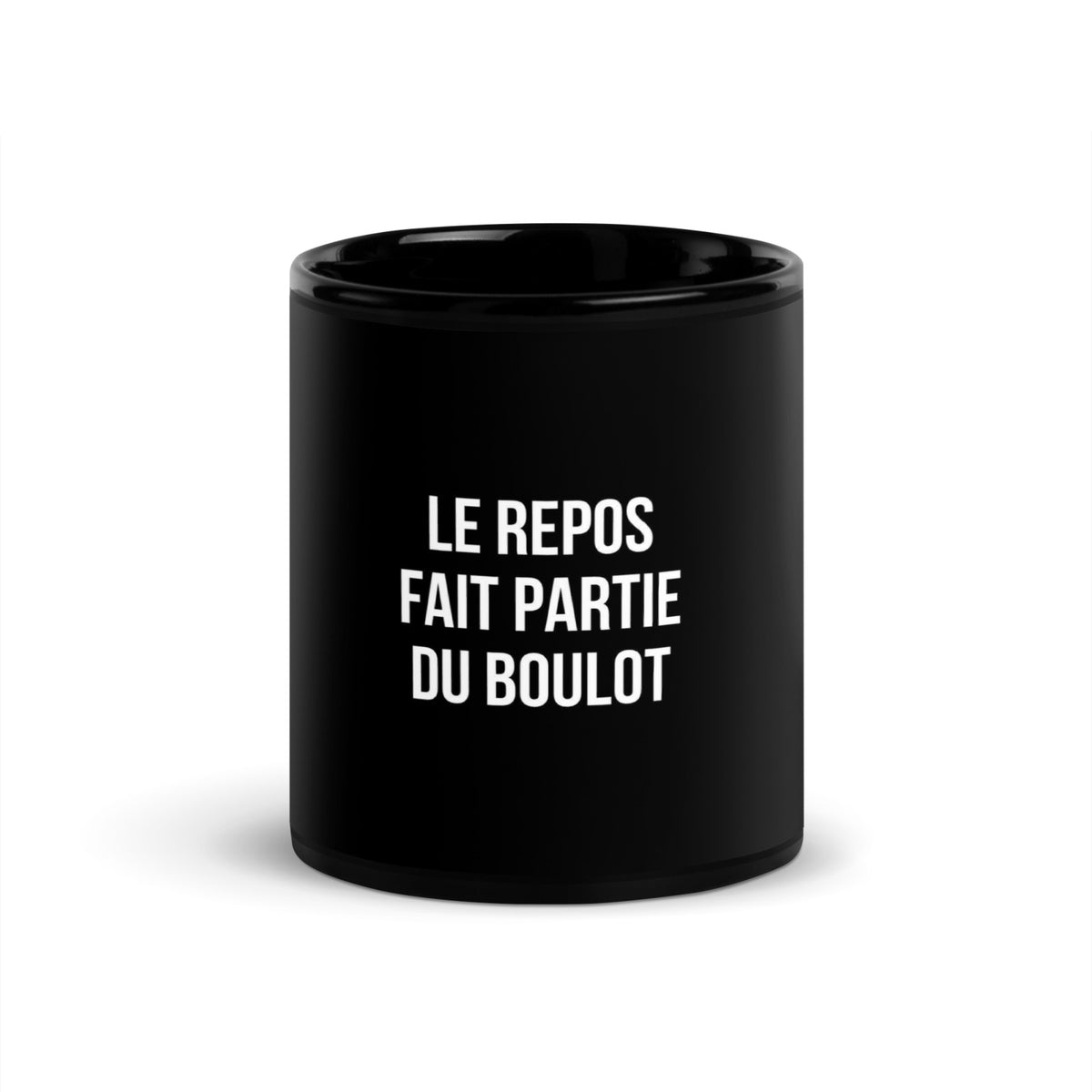 Mug noir de face — Le repos fait partie du boulot