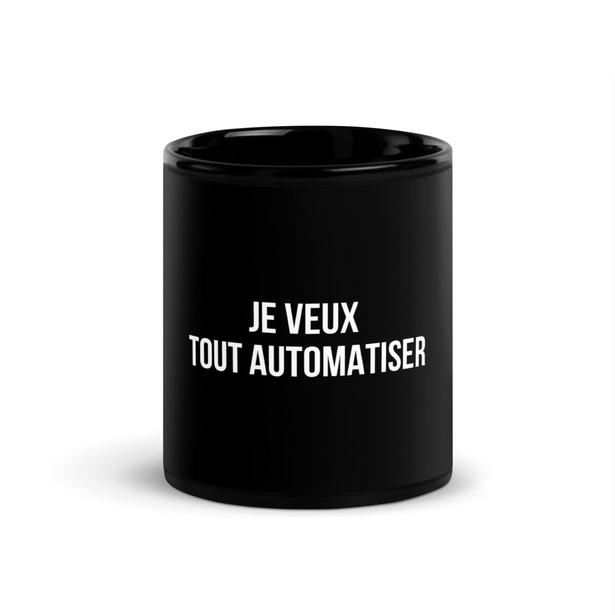 Mug noir de face — Je veux tout automatiser