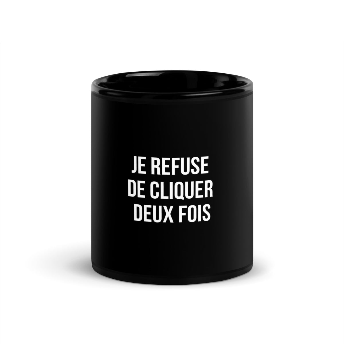 Mug noir de face — Je refuse de cliquer deux fois