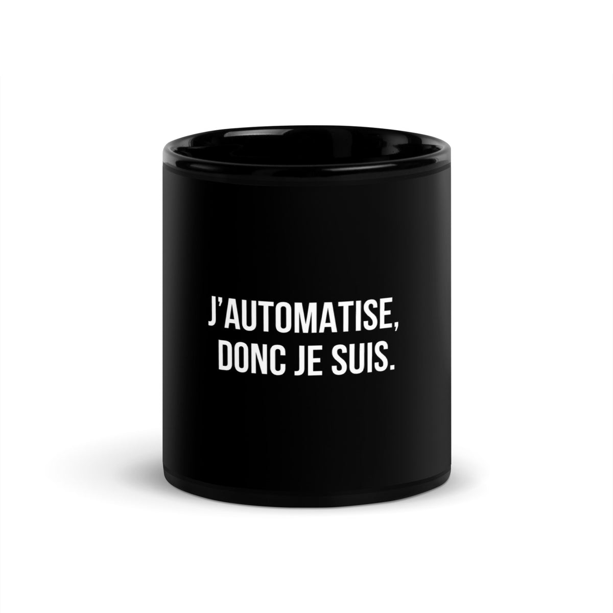 Mug noir de face — J’automatise, donc je suis