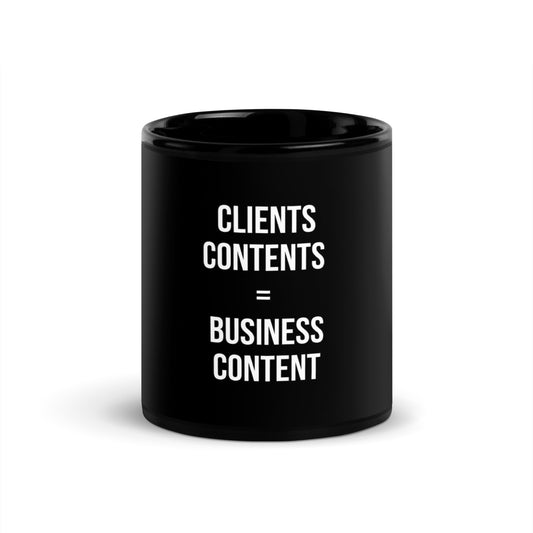 Mug noir de face — Clients contents = business content