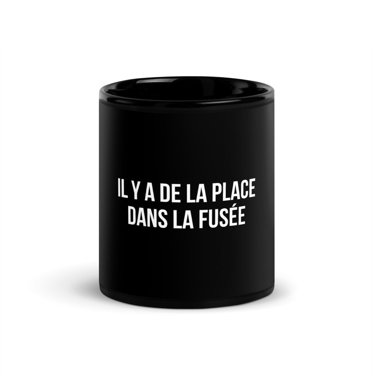Mug noir de face — Il y a de la place dans la fusée