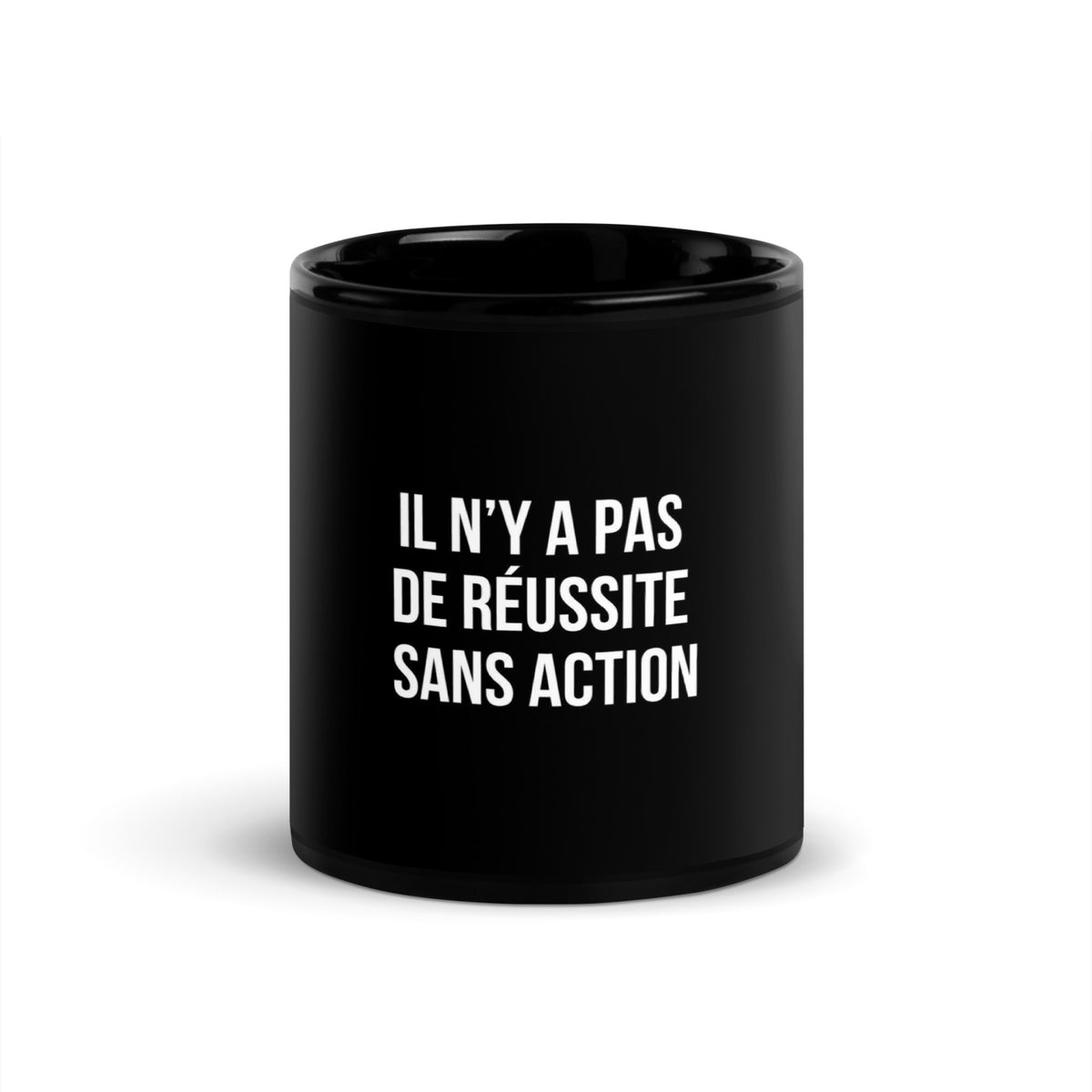 Mug noir de face — Il n’y a pas de réussite sans action