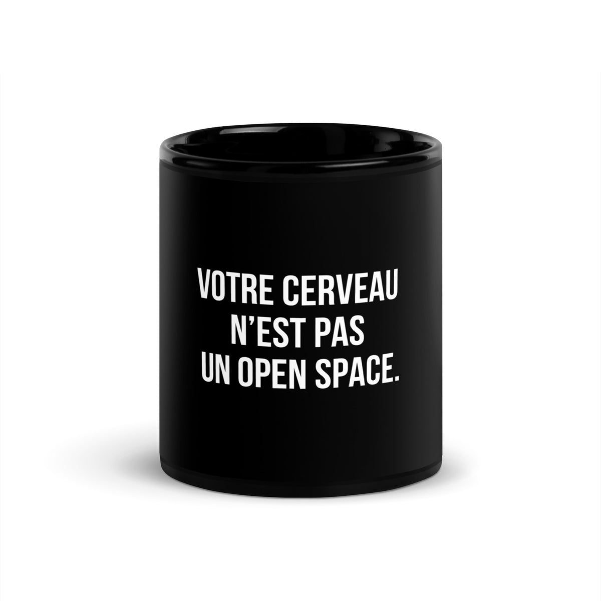 Mug noir de face — Votre cerveau n’est pas un open space