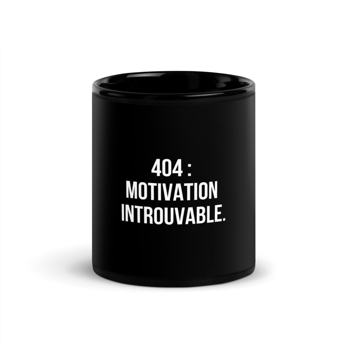 Mug noir de face — 404 : motivation introuvable