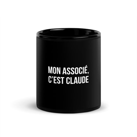 Mug noir de face — Mon associé, c’est Claude