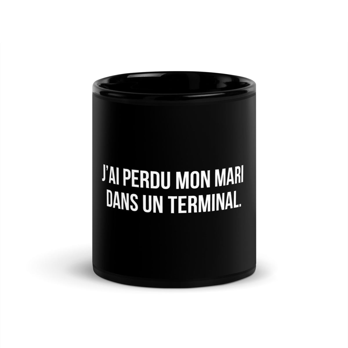 Mug noir de face — J’ai perdu mon mari dans un terminal